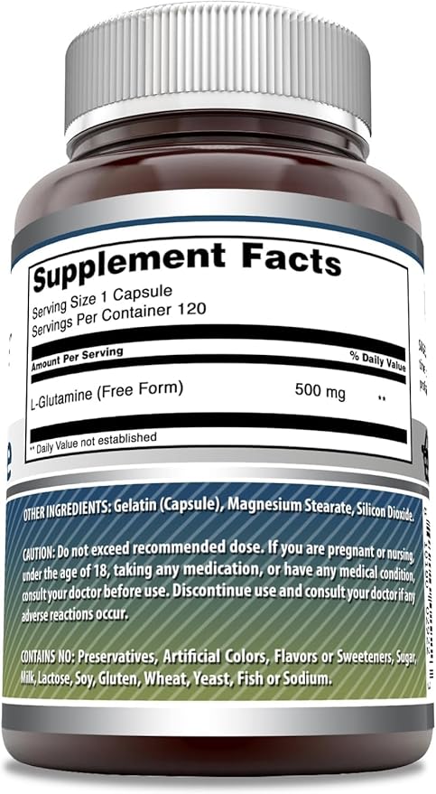 Amazing Formulas L-Glutamine 500 mg Capsules | Amino Acid Supplement | Non-GMO | Gluten Free | Made in USA (2 Pack, 120 Count)