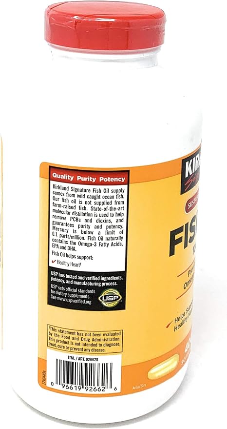 Kirkland Signature Fish Oil Concentrate with Omega-3 Fatty Acids, 800 Softgels, 1000mg