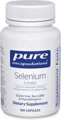 Pure Encapsulations Selenium (Citrate) - for Immune System Support & Cellular Health - Antioxidant Supplement - Supports Blood Flow* - Gluten Free & Vegan - 180 Capsules