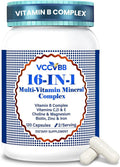 16-in-1 Vitamin B Complex Multivitamin for Women & Men, Methylated B12, Vitamin D3 + K2, Iron, Zinc, Choline & Inositol, Daily Energy, Focus & Immune Support, 120 Vegan Capsules