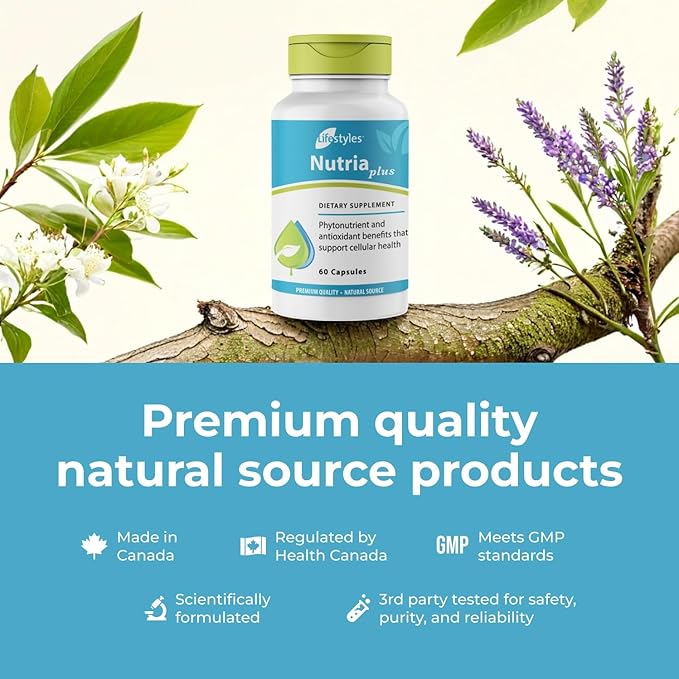Lifestyles NutriaPlus Antioxidant Supplement - Herbal Immune Support & Multivitamin with Selenium, Vitamin C, Green Tea, Garlic, and More – Made in Canada – 60 Capsules (60 Capsules (Pack of 1))