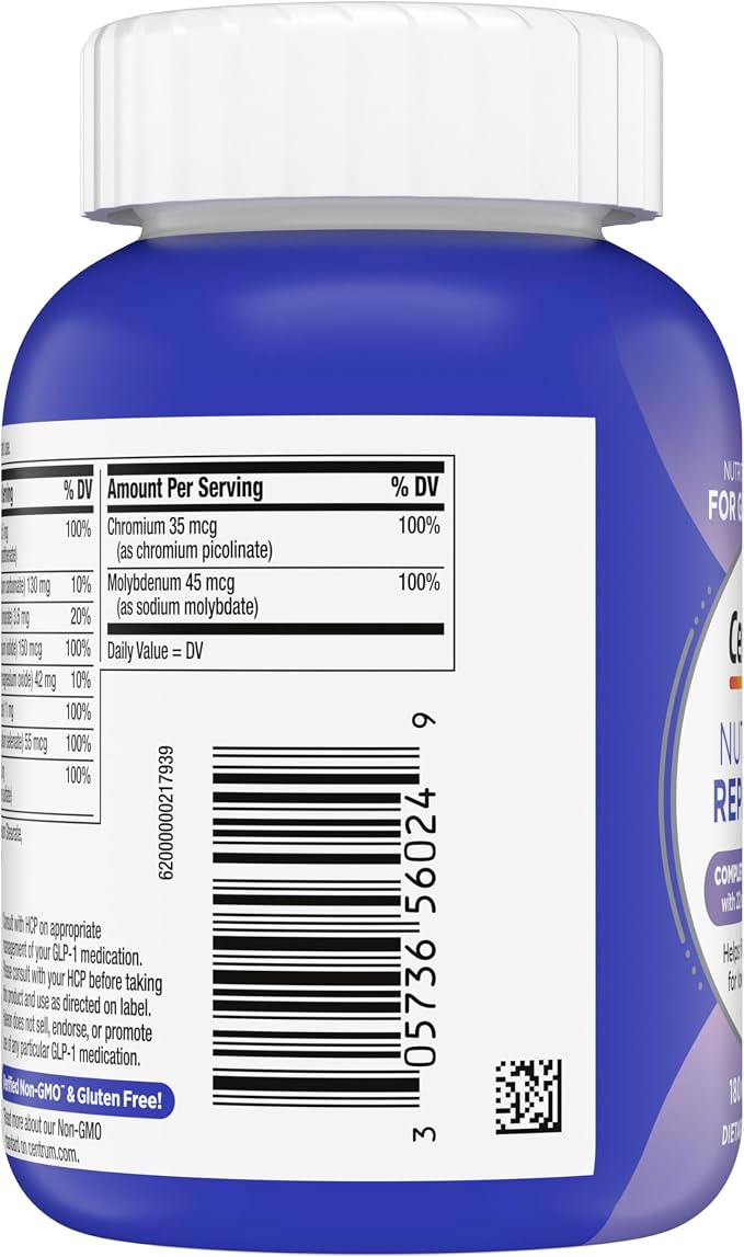 Centrum Nutrient Replenish GLP-1 Nutrition Support Multivitamin for Whole Body Health and Appearance - 180 Tablets, 6 Month Supply