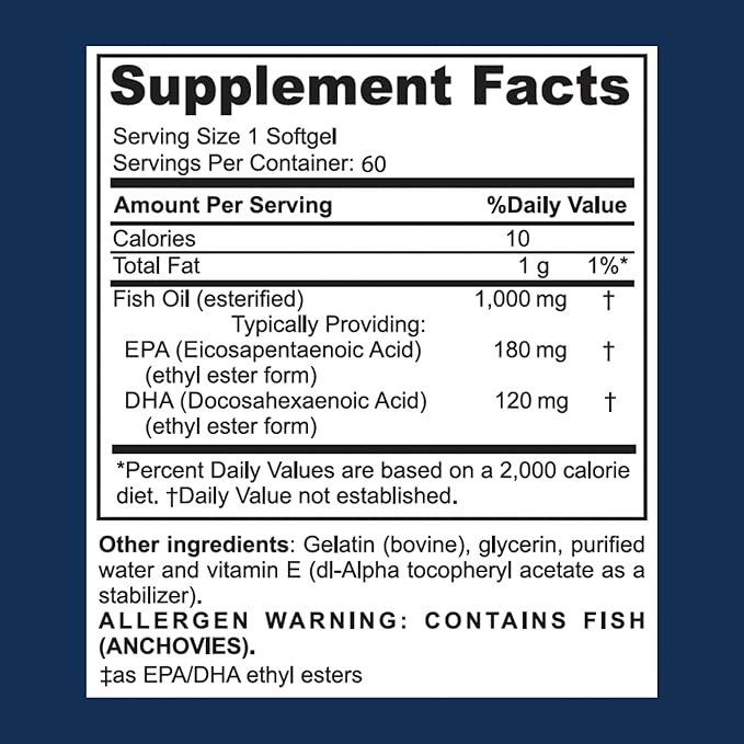 Sight Guardian Omega-3 with EPA, DHA, 100mg Fish Oil per Serving, Dietary Vitamin Supplement to Support Cardiovascular, Daily Health, Heart, Skin, Joints, and Brain