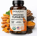 Pomona Wellness Organic Turmeric Supplement 2100 mg, USDA Organic, Non-GMO, Vegan, Turmeric Curcumin with Black Pepper for Absorption, for Joint Support and Immunity, 120 Tablets