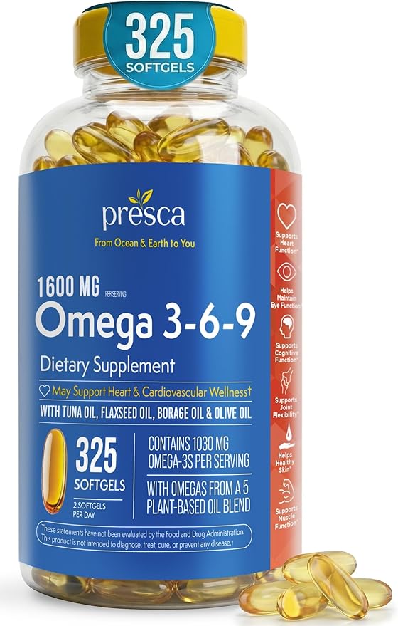 Omega 3-6-9 Dietary Supplement (325 ct.) - Promote Visual Function and Eye Health - Support Heart, Cardiovascular Health, Healthy Skin, Hair and Overall Health (Omega 3-6-9)