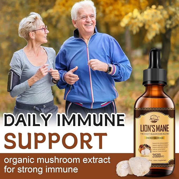 Lions Mane Supplement, Liquid Mushroom Extract Drops, 8 Mushrooms Complex for Cognitive Support and Immunity Boost, Up to 2 Month Supply, Mushroom Supplement with Lion's Mane, Cordyceps, Reishi