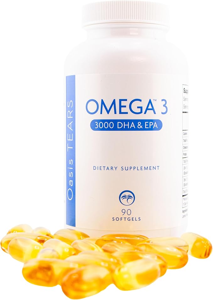 Oasis TEARS ON3000 Omega™ 3 Fish Oil 3000mg DHA & EPA Dietary Supplement | 90 Softgels | Non-GMO, Gluten-Free, Dairy-Free