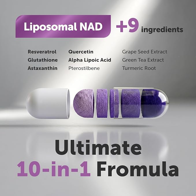 Micro Ingredients Liposomal NAD+ Ultimate Complex 1,000mg | 120 Veggie Capsules | NMN Pathway Formula | 10-in-1 with Resveratrol, Glutathione, & Astaxanthin | NAD Supplement for Women & Men
