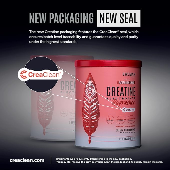 BIRDMAN Creatine Refresher | Creatine Monohydrate Powder with Electrolytes, Magnesium Glycinate & Vitamins | Creaclean Seal | Sugar Free, Low Calorie | Watermelon Splash | 30 Servings