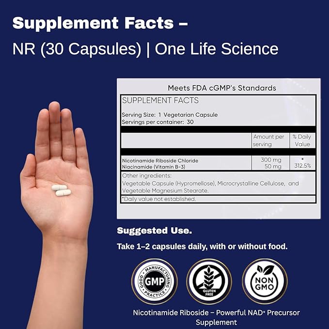 Ageless NAD+ Supplements for Women & Men | 300mg Nicotinamide Riboside Chloride | Dietary Supplement for Anti-Aging | Supports Energy, Focus, Stamina, Fat Metabolism & Cognitive Function – 30 Capsules