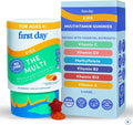 First Day Kids Multivitamin Gummies Age 4+, Strawberry & Orange - Kids Vitamins Multivitamin Gummy A C D3 K2 B1 B2 B6 B12 Folate, Immunity & Brain Function, Vegan - 30 Day Supply, Packaging May Vary