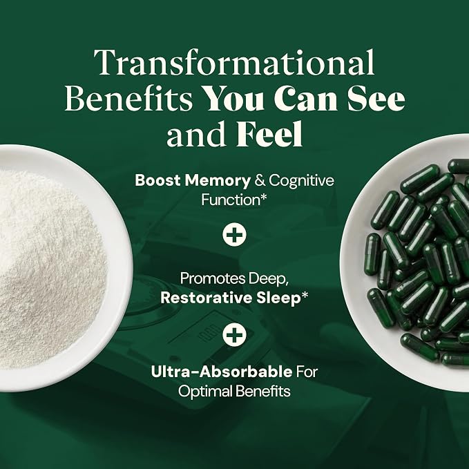Magnesium L-Threonate with Apigenin, Valerian Root & L-Theanine – No Melatonin Restful Sleep & Brain Supplement – Clinically Studied 7-Ingredient Formula – Memory & Focus – 60 Capsules