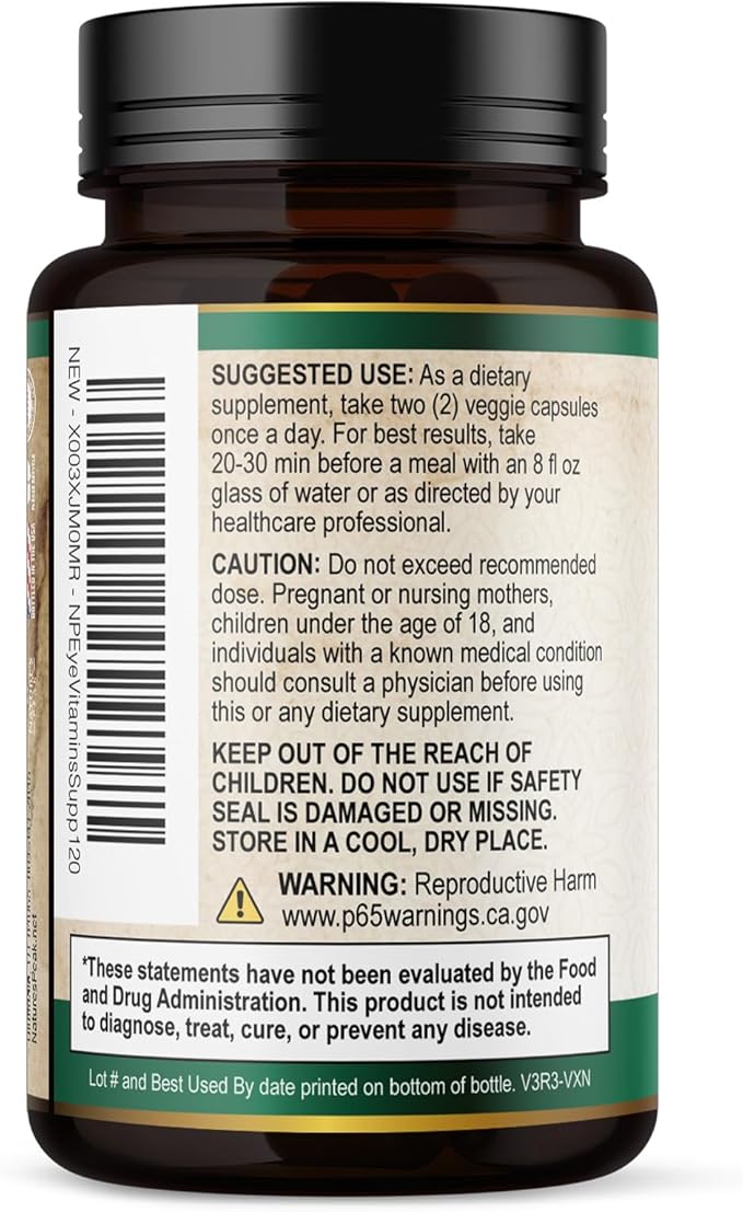 Eye Vitamins Supplements - 3x Strength Eye Health Vitamin with Lutein and Zeaxanthin - Vision Macular Health & Dry Eyes Support With Zinc, Vitamins C E & Minerals, Bottled in USA - 120 Capsules
