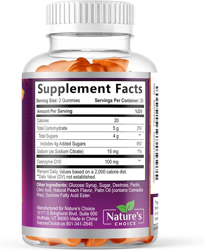 CoQ10 Gummies for Adults - Coenzyme Q10 100mg Per Serving - 3X Strength, High Absorption Antioxidant Supplement for Heart Health Support & Energy Production - Co Q10 (Coq 10) Supplements - 60 Gummies
