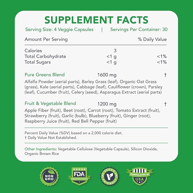 KaraMD Pure Nature | Greens, Fruit and Veggies Supplement | Whole Food Multivitamin & Antioxidants | 20 Fruits and Vegetables Supplements for Energy & Digestion | Gluten Free & Vegan Friendly (3 Pack)