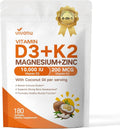 VivoNu Vitamin D3 K2 10,000 IU Magnesium Supplement – 4-in-1 with Vitamin D and K (MK-7), Magnesium Glycinate & Zinc Citrate – 180 Softgels (540 Softgels)