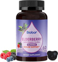 Biobor Natural Black Elderberry Gummies 150mg, Elderberry Fruit Extract with Vitamin C and Zinc, Herbal ElderCraft® Gummies Daily Immune Support for Kids and Adults, 60 Count