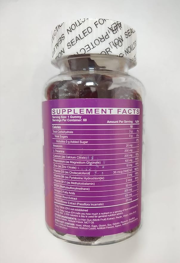 Melatonin Gummies 20mg for Adults - Maximum Strength Melatonin Gummies with L-Theanine, Omega-3, D3 & Zinc - Non-Habit Forming, Vegan, Non GMO, Natural Mixed Berry Flavor