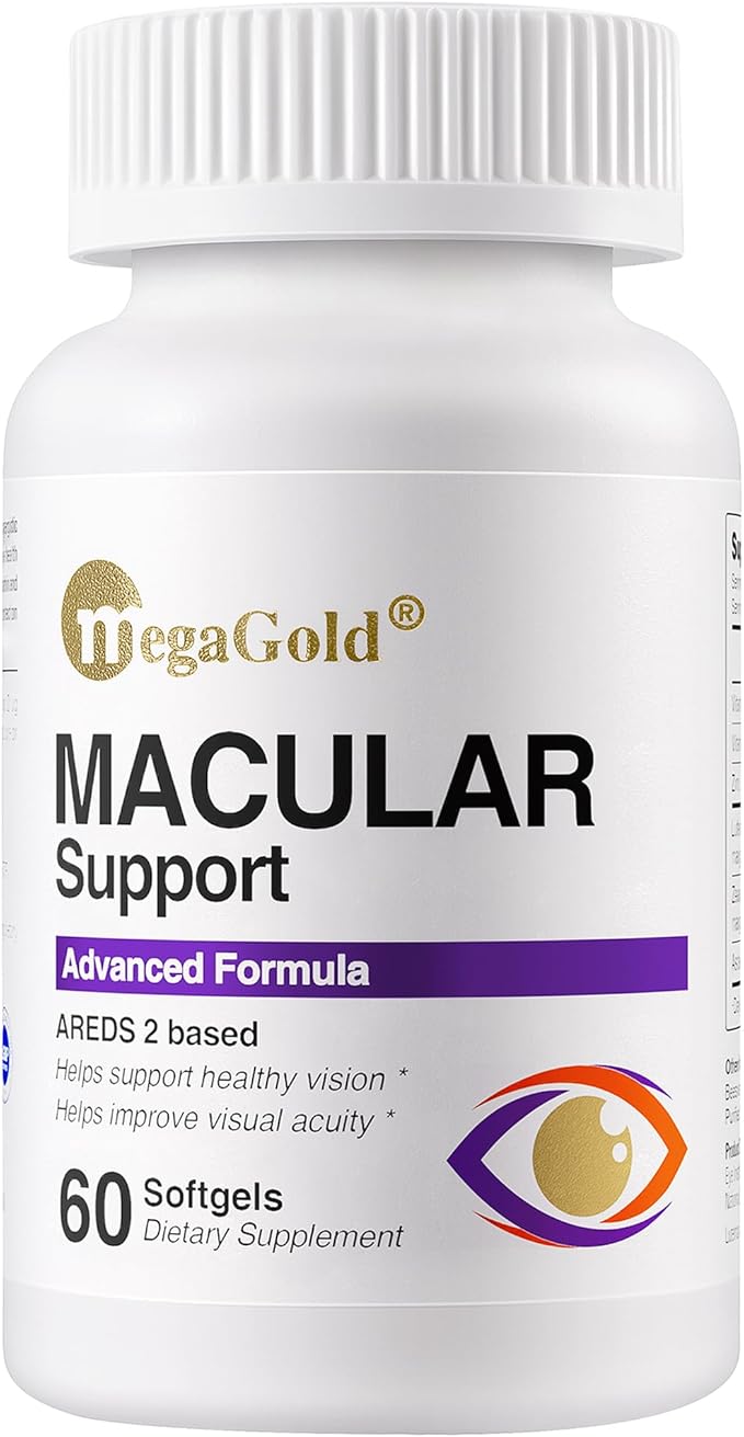 Macular Support Advanced Formula - Eye Supplements for Vision & Macular Health*, Contains Lutein & Zeaxanthin, Vitamins C & E, Zinc, and Astaxanthin, for Seniors & Adults - 60 Count Softgels