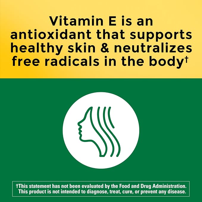 Nature Made Vitamin E 180 mg (400 IU) dl-Alpha, Dietary Supplement for Antioxidant and Skin Support, 180 Softgels, 180 Day Supply