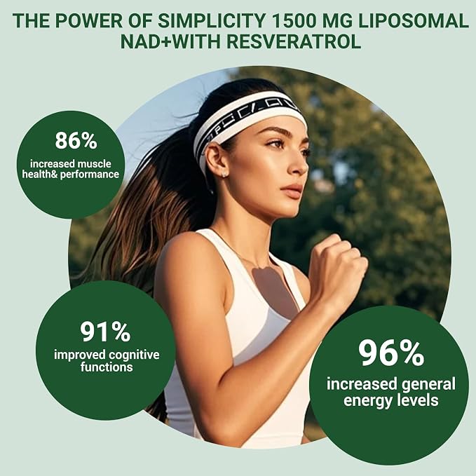 NAD+ Supplement, Liposomal NAD Nicotinamide Riboside Resveratrol 1500 mg - Anti-Aging & Brain Health, Improve Energy - Specifically for Women and Men, 120 Capsules