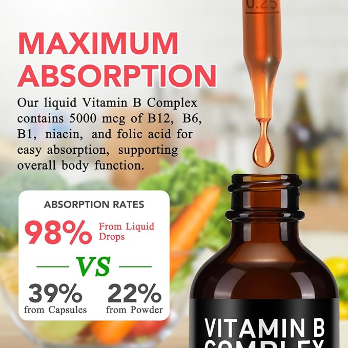 Frovetani 2PCS Organic Vitamin B Complex,B Complex Vitamins for Women, Vitamin B Complex Liquid, Vitamin B12 Methylcobalamin,Vitamin b6,B1,B9 for Metabolic Health Support, Vegan, Non-GMO, Gluten Free