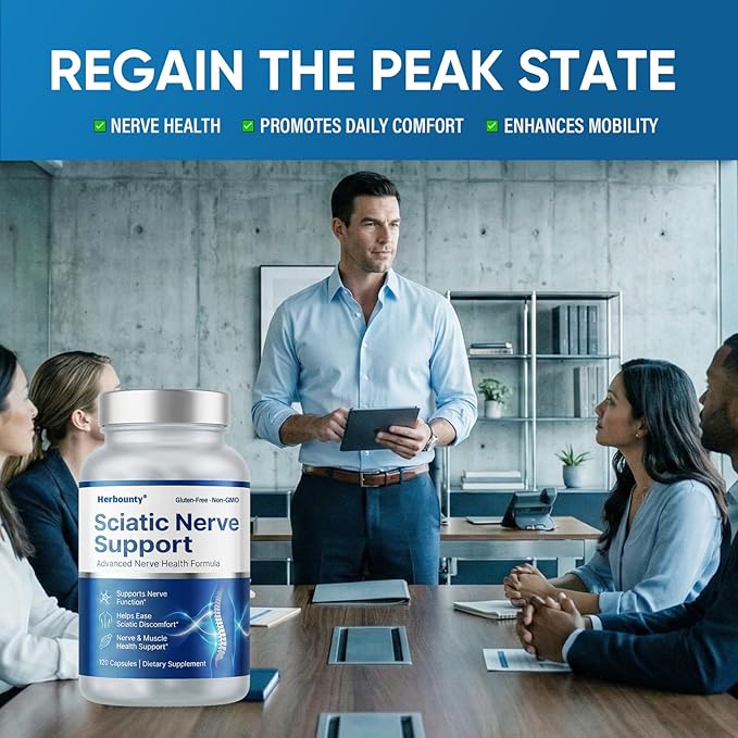 Sciatic Nerve Support Supplement, 120 Capsules Sciatic, Advanced Natural Formula with Alpha Lipoic Acid & B-Complex Vitamins for Lower Body Comfort