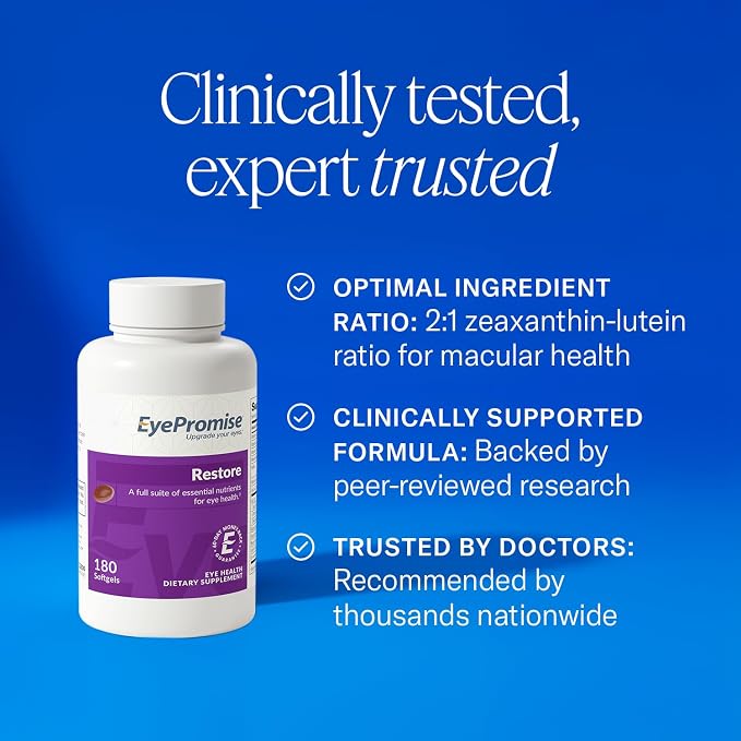 EyePromise Restore Eye Health Supplements - 180 Softgels, 90-Day Supply - Omega 3 Supplement for Aging Eyes with Lutein and Zeaxanthin, Fish Oil, EPA, DHA & Eye Vitamins and Nutrients