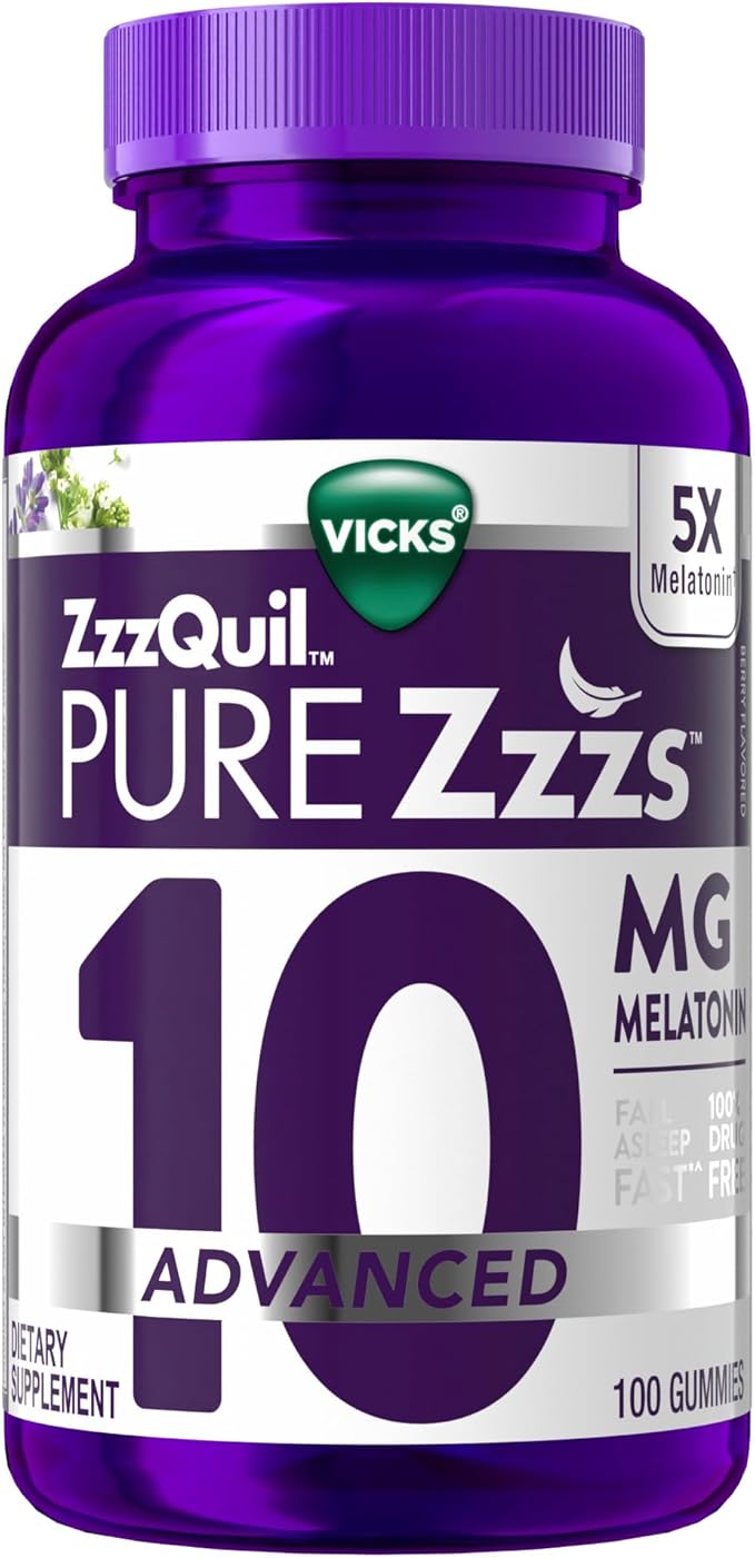 ZzzQuil Pure Zzzs Advanced Melatonin Gummies,Sleep Aid with Chamomile & Lavender for Adults Berry Flavored,100 Count (Pack of 2)