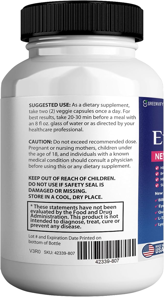 EyeFortin MAX Eye Health Supplement, 60 Capsules, Extra Strength with Lutein, Vitamins A C E B12, Bilberry Extract, 30 Day Supply (2)