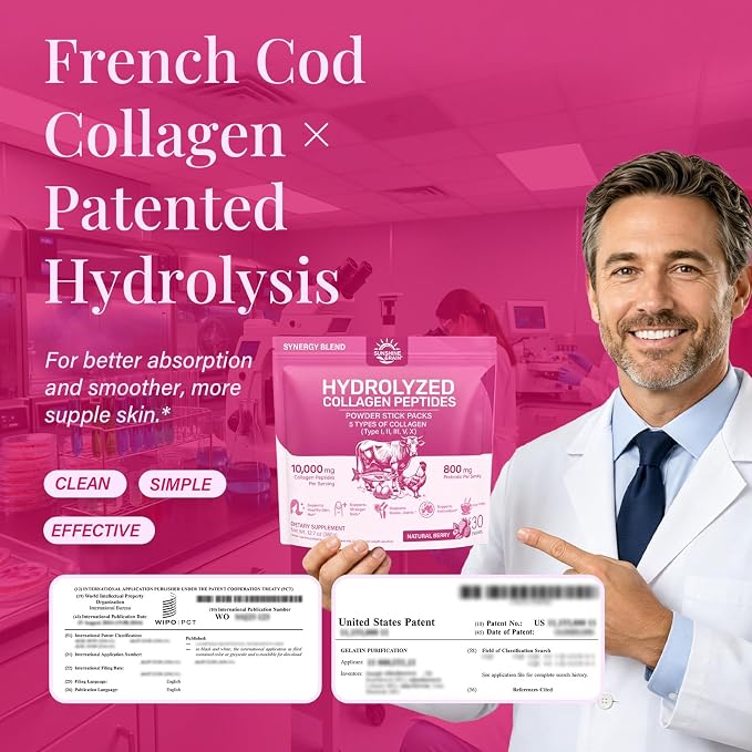 Multi Collagen Peptides Powder for Women – 10g Hydrolyzed Collagen Type I, II, III, V & X with Biotin, Hyaluronic Acid & Prebiotics | Hair, Skin, Nail & Bone Support | Berry Flavor | 30 Stick Packs
