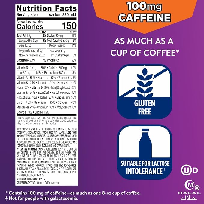 Ensure Max Protein Shake | Milk Chocolate with Caffeine | Ready to Drink | 30g Protein for Muscle Health | 1g Sugar, 4g Fiber | 11 fl oz, 12 Pack