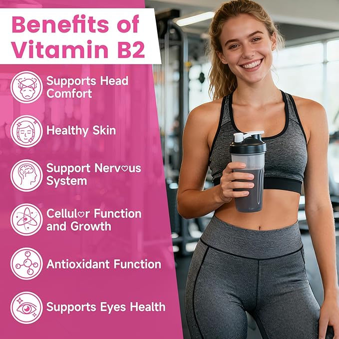 2 Pack Vitamin B2 Gummies Riboflavin 400mg Supplement with Magnesium for Kids & Adults B2 Gummies for Nervous System Support & Skin Health, Raspberry Flavor, 120 Count