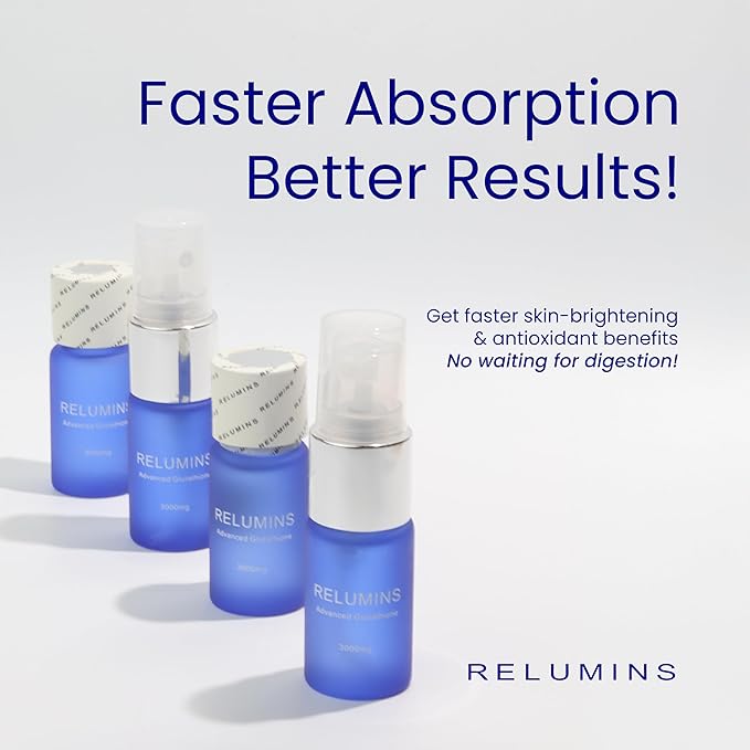 Relumins Highest Dose Sublingual Glutathione Oral Spray - New Advanced Formula 6000mg Plus Zinc - Professional Formula for Skin, Brain, and Immune Health, Made in USA (3000mg x 2 Bottles)