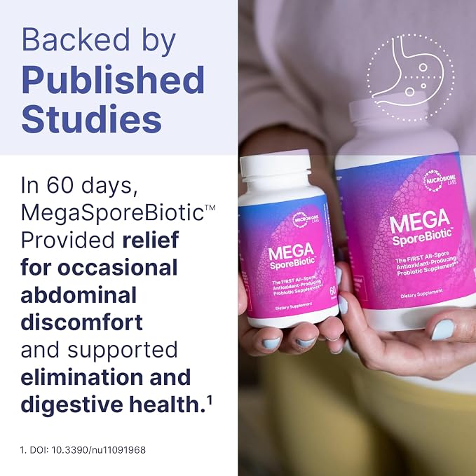Microbiome Labs MegaSporeBiotic Probiotics for Women & Men - Spore-Based Probiotic for Gut Health & Digestive Support - Shelf-Stable, Travel-Friendly, Mens & Womens Probiotics (180 Capsules)