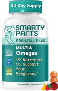 SmartyPants Prenatal Multivitamin Gummies, Omega 3 (DHA/EPA), Methylfolate, Biotin, Vitamin D3, C, Vitamin B12, B6, Vitamin A, K & Zinc, Gluten Free, 120 Count (40 Day Supply)