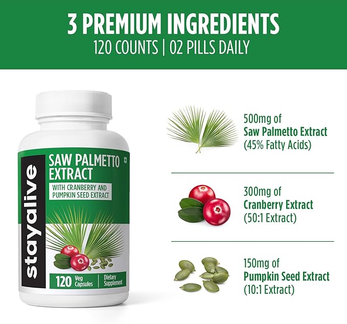 STAYALIVE Lycopene and Saw Palmetto Bundle with Cranberry and Pumpkin Seed Extract, 240 Vegan Pills, Non-GMO & Gluten Free Men's Health Supplement