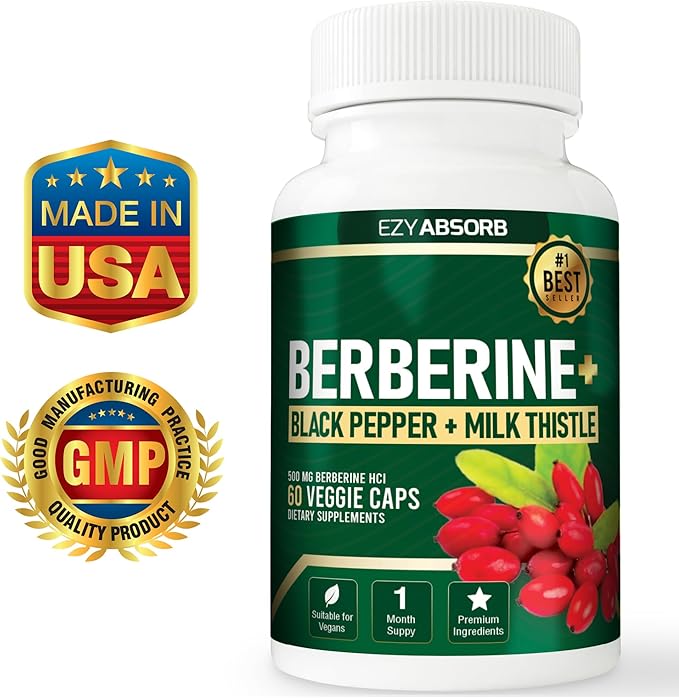Gluten-Free Berberine 500mg, 60 Veggie Capsule w/LA-3 AMPK Metabolic Activator