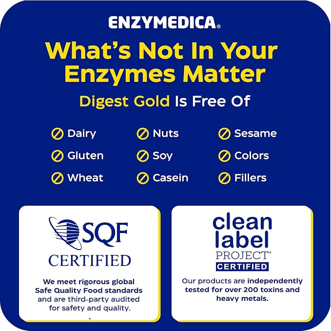 Enzymedica Digest Gold + ATPro, Maximum Strength Digestive Enzymes, Helps Digest Large Meals for Instant Bloating Relief, 45 Count