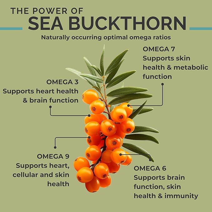 SeabuckWonders Organic Sea Buckthorn Oil Omega-7 Complete,120 Softgels, 60 Day Supply, with Omega 3, 6 & 9, Supports Hair, Skin & Nails, Overall Health & Wellness