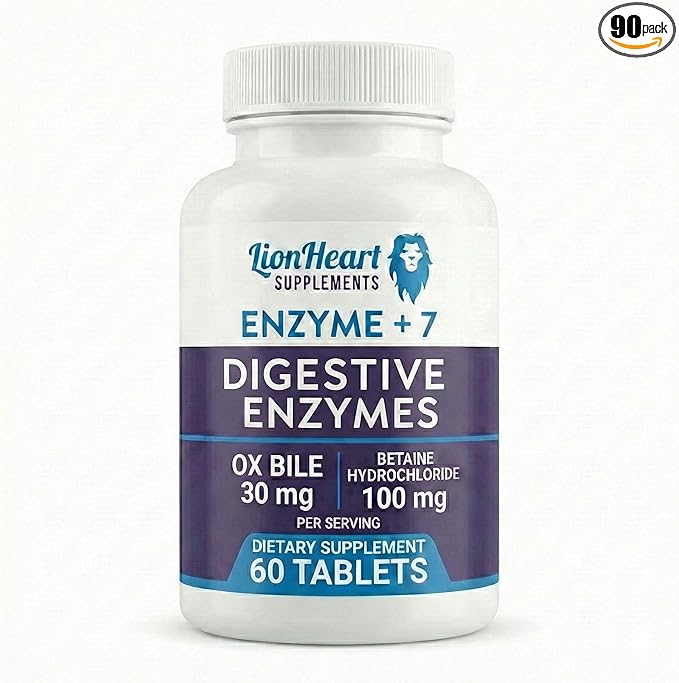 Digestive Enzymes with ox Bile - Supplements for No Gallbladder - Helps Digest Meals Small or Large - Including HCL - Pepsin - Papain & Bromelain - Purified Bile Salts - Gallbladder Support 60ct