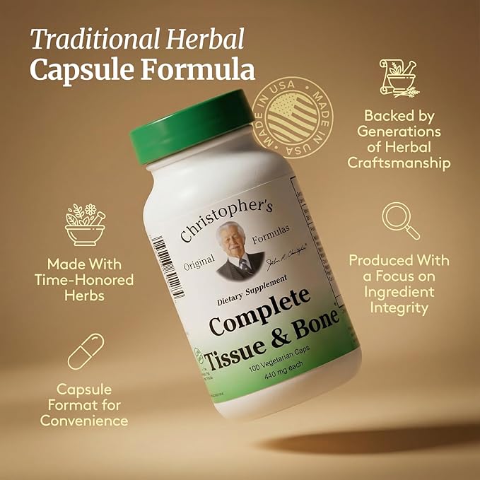 Christopher's Original Formulas Complete Tissue & Bone Formula – 100 VCaps | Herbal Support for Bones & Connective Tissue - Pack of 3