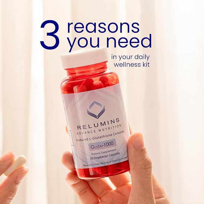 Relumins L-Glutathione Supplement Complex - Spring Glow Essentials - World’s Most Advanced Reduced Glutathione 1000mg with Alpha Lipoic Acid for Smoother & Brighter Skin, Made in USA - 30 Caps