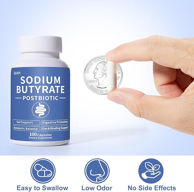 Sodium Butyrate Supplement – Postbiotic for Gut Health, Supports Digestion, IBS, Leaky Gut & Stomach Comfort – Low Odor, Easy to Swallow, No Side Effects – 100 Vegan Capsules