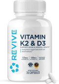 REVIVE MD Vitamin D3 & K2 Supplement for Women & Men - Physician Formulated K2 & D3 Vitamin Supplement Supports Bone Health & Muscle Strength - Immune & Cardiovascular Support (60 Servings)