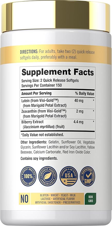 Carlyle Adult Eye Support | 300 Capsules | with Lutein and Zeaxanthin | Non-GMO and Gluten Free Supplement