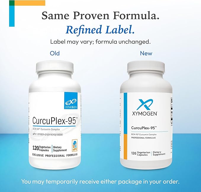 XYMOGEN CurcuPlex-95 - Turmeric Curcumin Supplement for Daily Brain Support* - Enhanced Bioavailability - Non-GMO, Gluten-Free, Vegan - 120 Capsules