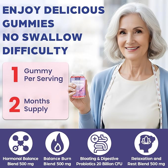 Menopause Supplements for Women, 60 Servings & 0 Sugar Menopause Gummies, Menopause Relief with Black Cohosh, Ashwagandha & Probiotics - Menopause Belly, Hormone Balance, Night Sweats & Mood Swings