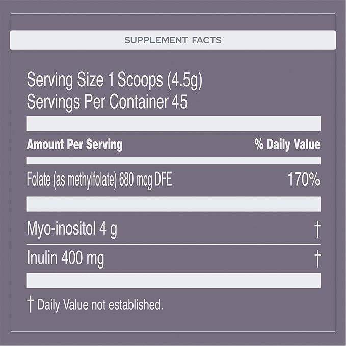 Holiherb Myo Inositol + Methylfolate Supplement for Women | Fertility Supplements for Hormonal Balance & Ovarian Health Support | 4g of Myo Inositol per Serving | 45 Servings
