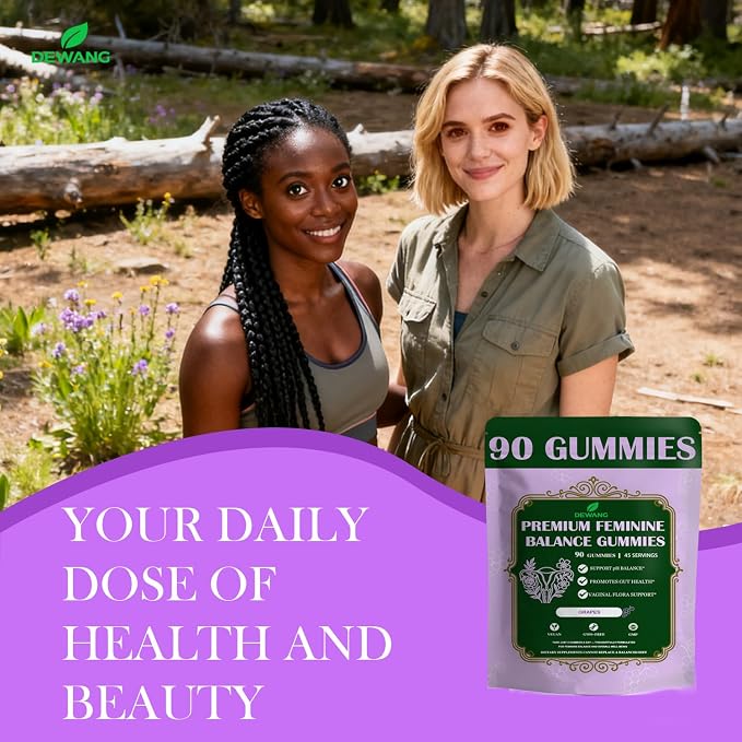 DEWANG Premium Feminine Balance Gummies for Women’s - Immune Support& PH Balance - Vegan, Gluten-Free - Grapes Flavor, 90 Count 45 Servings (Grape)